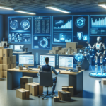 "A friendly AI assistant helping a small business owner manage email campaigns on a laptop, surrounded by visual elements like graphs, charts, segmented customer lists, and promotional content drafts, depicting productivity and ease of use in email marketing automation."